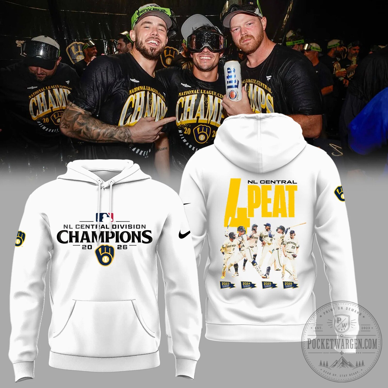 Milwaukee Brewers 2026 NL Central Division Champions White Hoodie